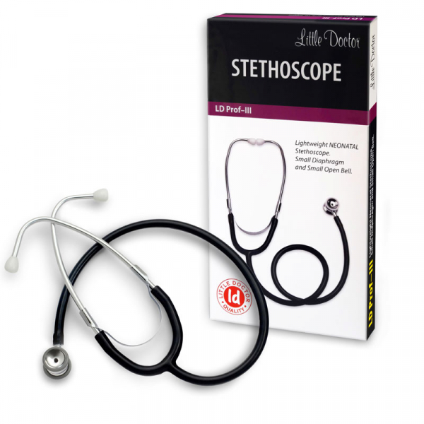 Stetoscop neonatal Little Doctor LD Prof III, stetoscop metalic utilizabil pe ambele parti, diafragma mica, Negru/Inox [1]