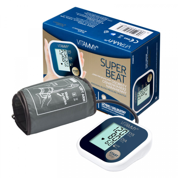 Tensiometru electronic de brat VITAMMY Super Beat, manseta 22-42 cm, Albastru/Auriu [4]
