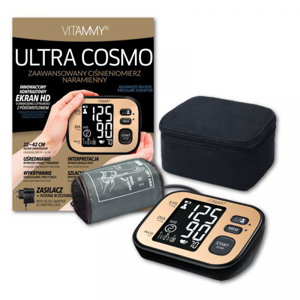 Tensiometru electronic de brat VITAMMY Ultra Cosmo, manseta 22-42 cm, Negru/Auriu [2]