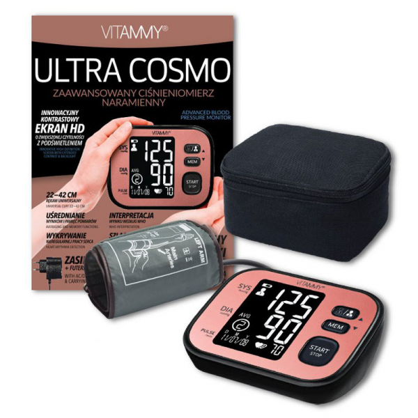 Tensiometru electronic de brat VITAMMY Ultra Cosmo, manseta 22-42 cm, Negru/Roz [4]