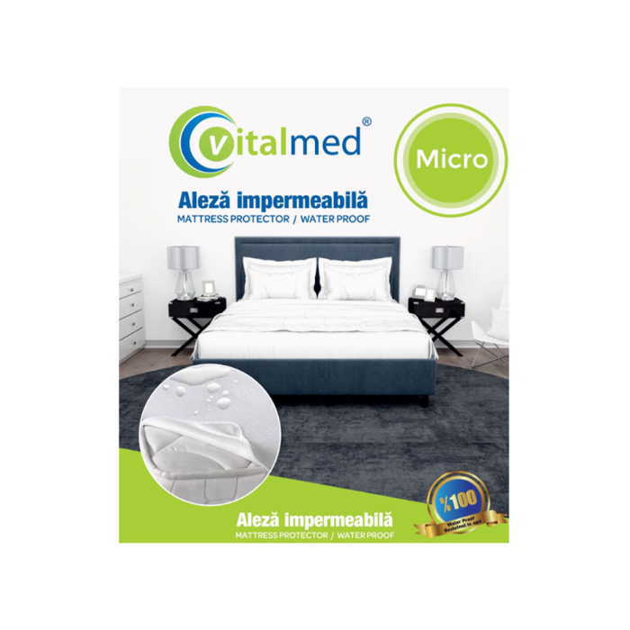 Aleza impermeabila Vitalmed, reutilizabila, protejeaza complet patul si salteaua, 100% rezistenta la apa si pete, nu aluneca, nu sifoneaza, nu contine PVC, 160 x 200 cm [2]