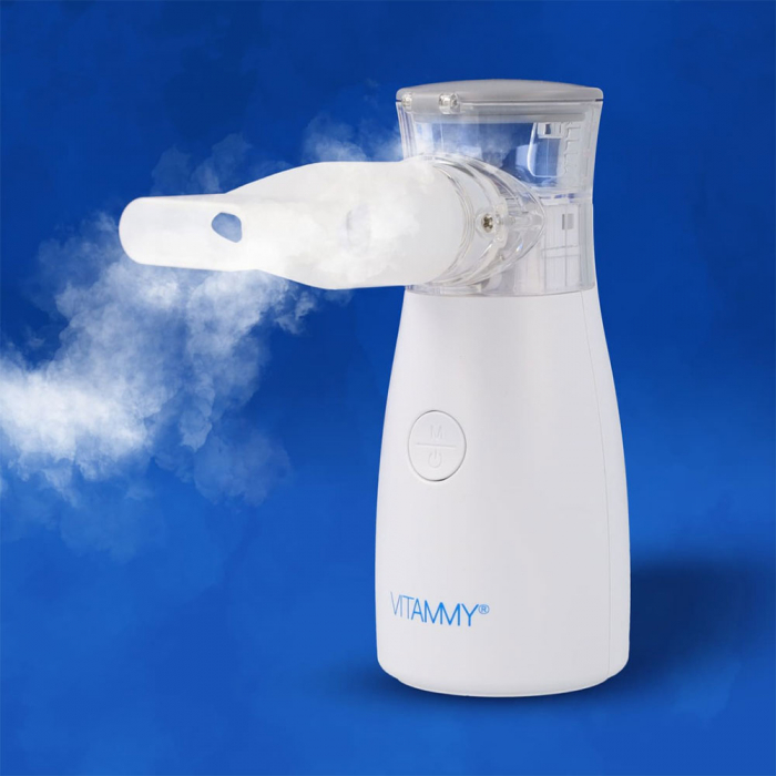 Aparat aerosoli cu tehnologie mesh Vitammy Mesh 1, pentru copii si adulti, portabil, 2 viteze de nebulizare, cablu USB, masca copii si adulti, silentios, Alb [5]