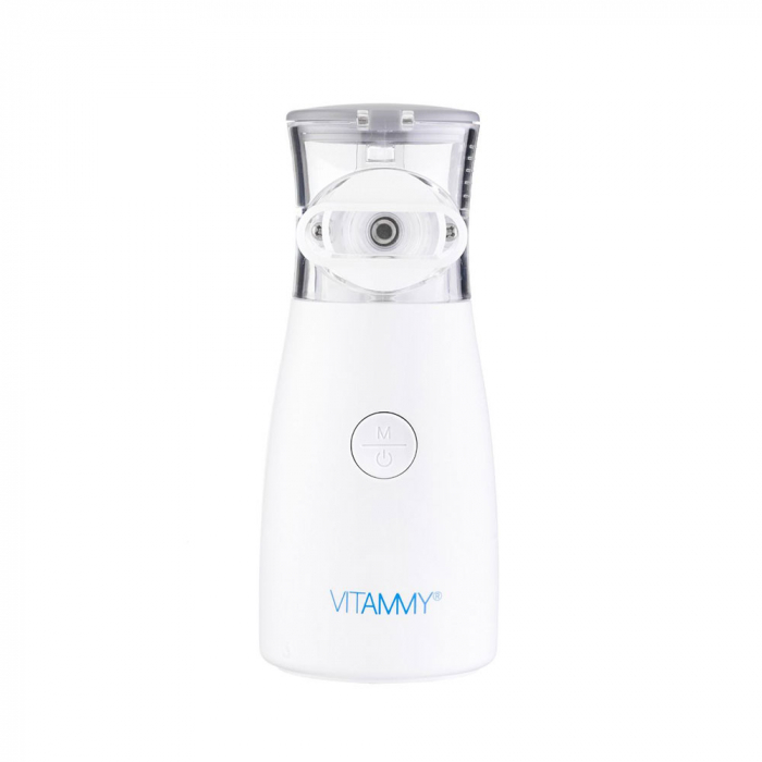 Aparat aerosoli cu tehnologie mesh Vitammy Mesh 1, pentru copii si adulti, portabil, 2 viteze de nebulizare, cablu USB, masca copii si adulti, silentios, Alb [3]