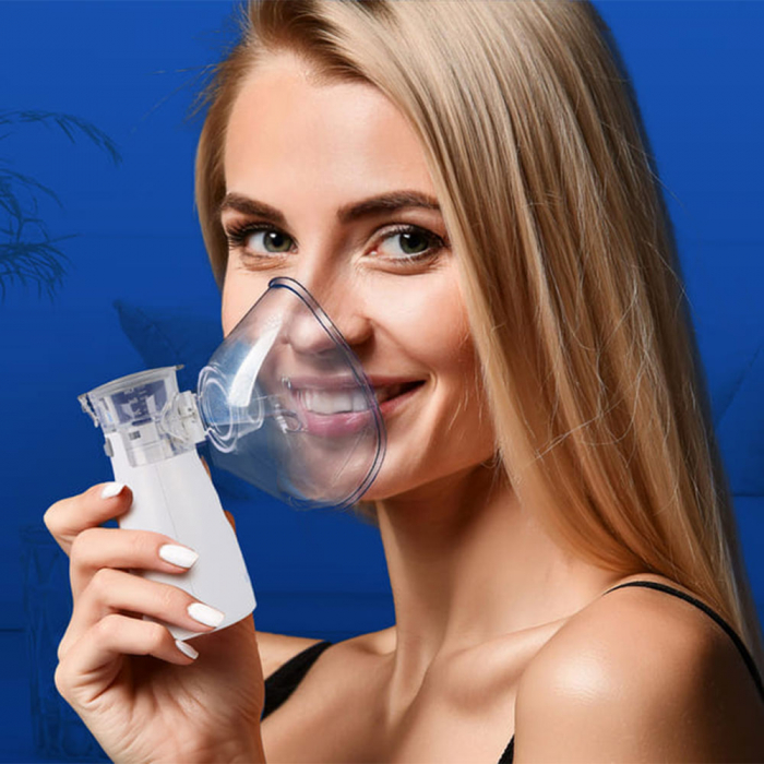 Aparat aerosoli cu tehnologie mesh Vitammy Mesh 1, pentru copii si adulti, portabil, 2 viteze de nebulizare, cablu USB, masca copii si adulti, silentios, Alb [8]