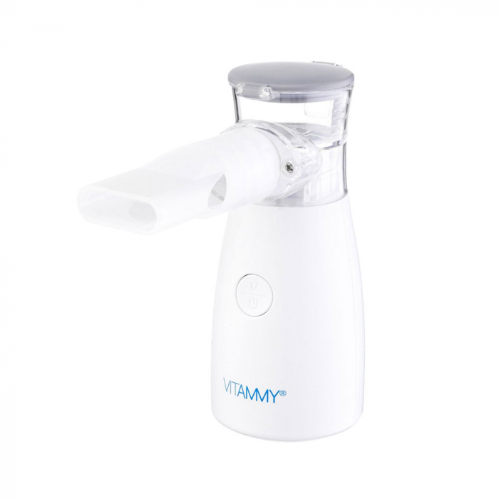 Aparat aerosoli cu tehnologie mesh Vitammy Mesh 1, pentru copii si adulti, portabil, 2 viteze de nebulizare, cablu USB, masca copii si adulti, silentios, Alb [4]