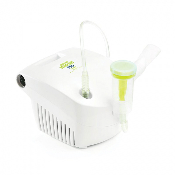Aparat aerosoli Novama Familino Pro by Flaem, nebulizator cu compresor, Irigator nazal Rhino Clear Ergo, filtru de rezerva Porex, 2 moduri de nebulizare, dimensiuni particule reglabile, masca copii si adulti, fara ftalati si BPA, Alb [5]