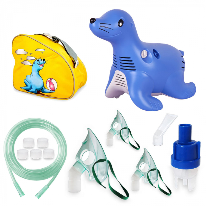 Aparat aerosoli Philips Respironics Sami the Seal, resigilat, cu accesorii compatibile sigilate, husa transport originala [2]