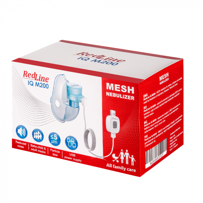 Aparat aerosoli portabil RedLine IQ M200, nebulizator ultrasonic, tehnologie MESH, masca bebelusi, copii si adulti, silentios [12]