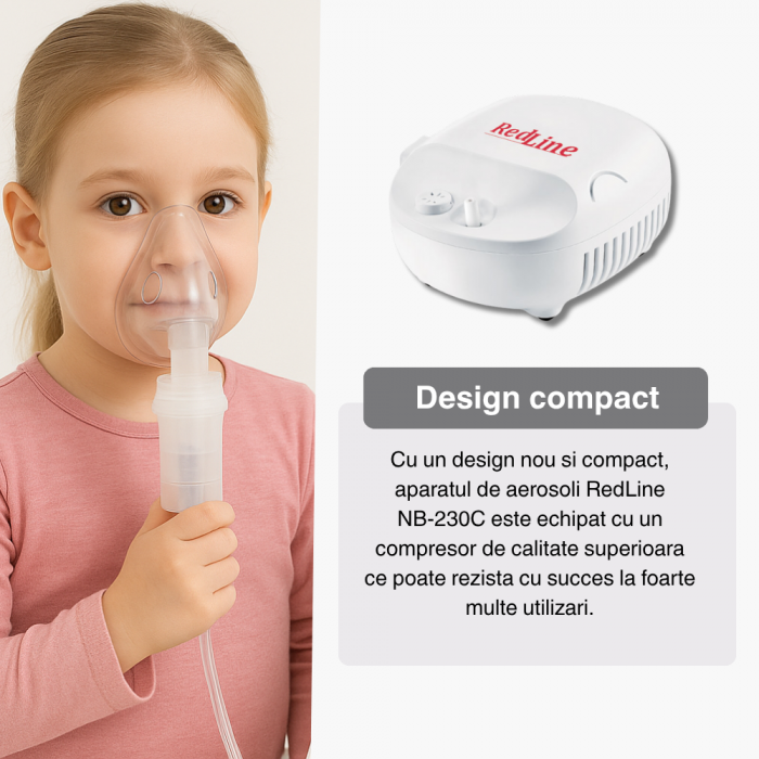 Aparat aerosoli RedLine NB-230C NEW, masca copii si adulti, pahar de nebulizare, nebulizator inhalator cu compresor [5]