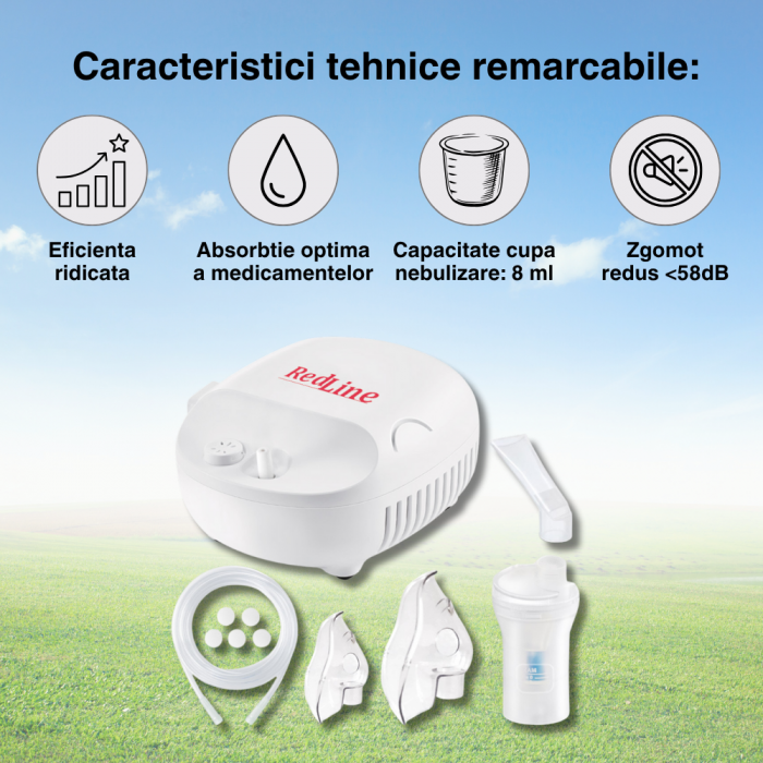 Aparat aerosoli RedLine NB-230C NEW, masca copii si adulti, pahar de nebulizare, nebulizator inhalator cu compresor [3]
