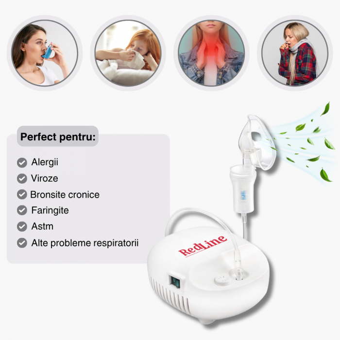 Aparat aerosoli RedLine NB-230C NEW, masca copii si adulti, pahar de nebulizare, nebulizator inhalator cu compresor [2]