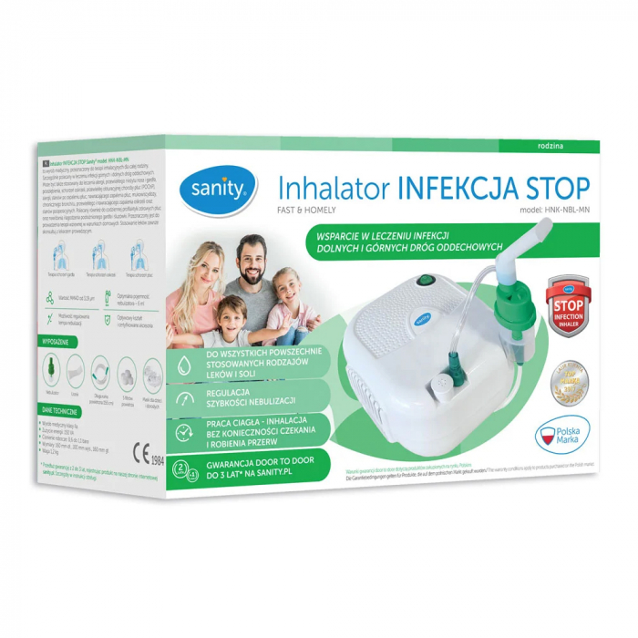 Aparat aerosoli Sanity Stop Infectie,  functionare continua, viteza de nebulizare reglabila, masca pentru bebelusi, copii si adulti, Alb [3]