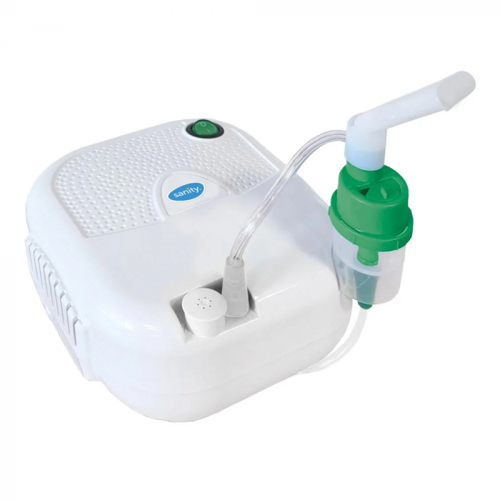 Aparat aerosoli Sanity Stop Infectie,  functionare continua, viteza de nebulizare reglabila, masca pentru bebelusi, copii si adulti, Alb [2]