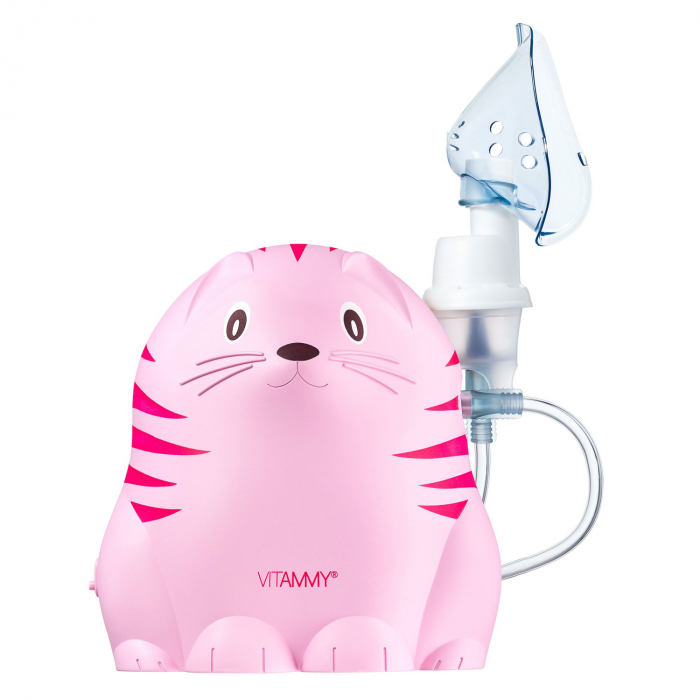 Aparat aerosoli Vitammy Gattino A1503, nebulizator cu compresor, set complet de accesorii, Roz [4]