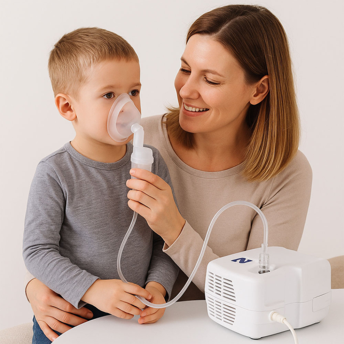 Aparat de aerosoli Novama N, nebulizator cu compresor, functionare continua, sistem de economisire a medicamentului, fabricat fara bisfenol (BPA) si ftalati, masca copii si adulti SoftTouch, mustiuc [6]