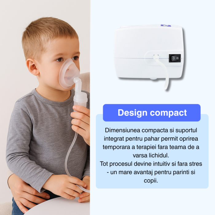 Aparat de aerosoli Novama N, nebulizator cu compresor, functionare continua, sistem de economisire a medicamentului, fabricat fara bisfenol (BPA) si ftalati, masca copii si adulti SoftTouch, mustiuc [4]