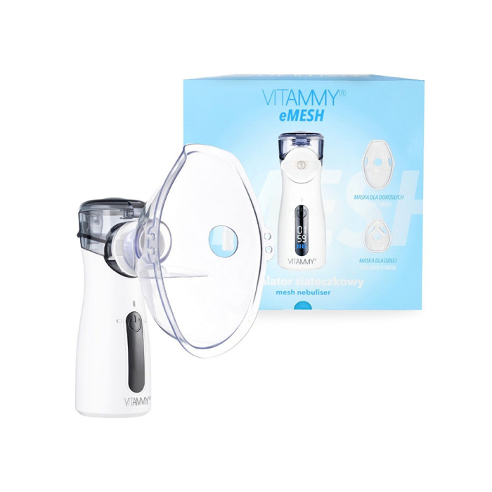 Aparat aerosoli cu tehnologie mesh Vitammy eMESH, afisaj digital, cronometru timp inhalare, functie de autocuratare, incarcare USB-C, masca pentru copii si adulti, mustiuc, saculet pentru transport [2]