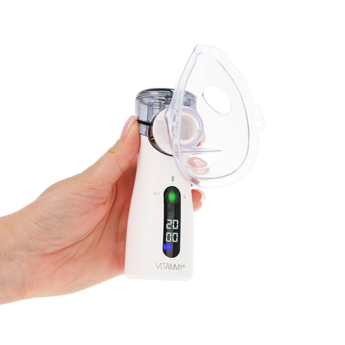 Aparat aerosoli cu tehnologie mesh Vitammy eMESH, afisaj digital, cronometru timp inhalare, functie de autocuratare, incarcare USB-C, masca pentru copii si adulti, mustiuc, saculet pentru transport [3]
