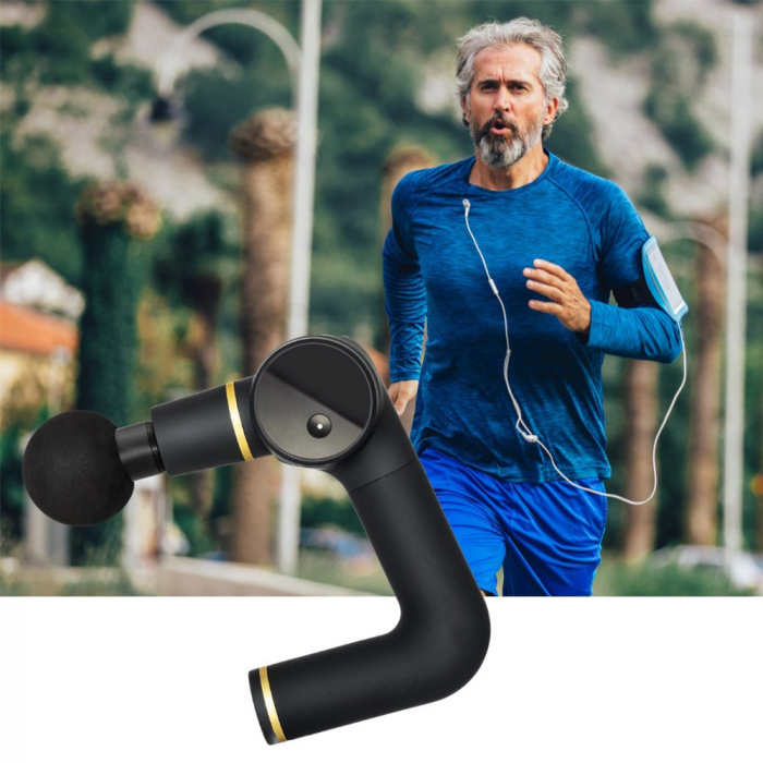 Aparat de masaj ergonomic tip pistol Vitammy Body 6, portabil, 4 capete de masaj, 5 trepte de viteza, baterie litiu-ion, USB-C, Negru [10]