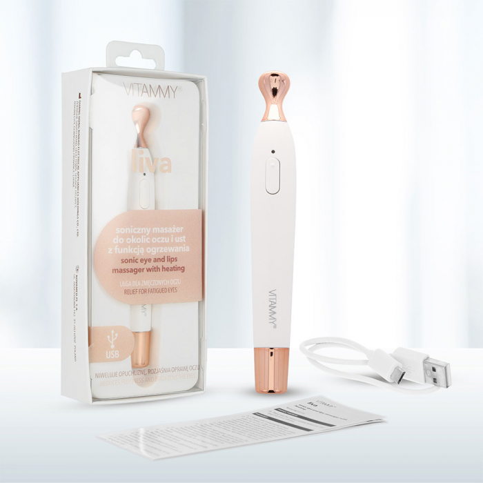 Aparat de masaj sonic Vitammy Liva, pentru ingrijirea zonei ochilor si buzelor, 13.000 vibratii sonice/min, 2 moduri de operare, cablu mini USB [11]