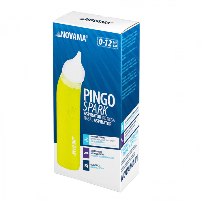 Aspirator nazal electric Novama Pingo Spark, pentru copii 0-12 ani, 2 varfuri silicon, iluminare LED, cu baterii, Verde lime [4]