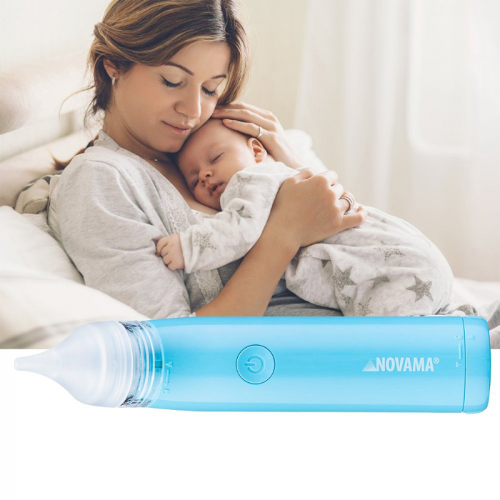 Aspirator nazal electric Novama Pingo Spark, pentru copii 0-12 ani, 2 varfuri silicon, iluminare LED, cu baterii, Albastru [9]