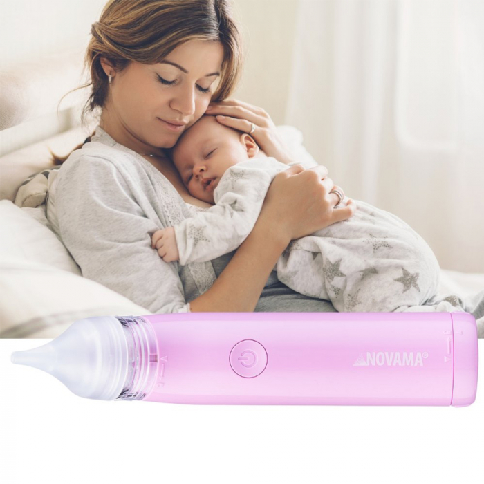 Aspirator nazal electric Novama Pingo Spark, pentru copii 0-12 ani, 2 varfuri silicon, iluminare LED, cu baterii, Roz pastel [5]