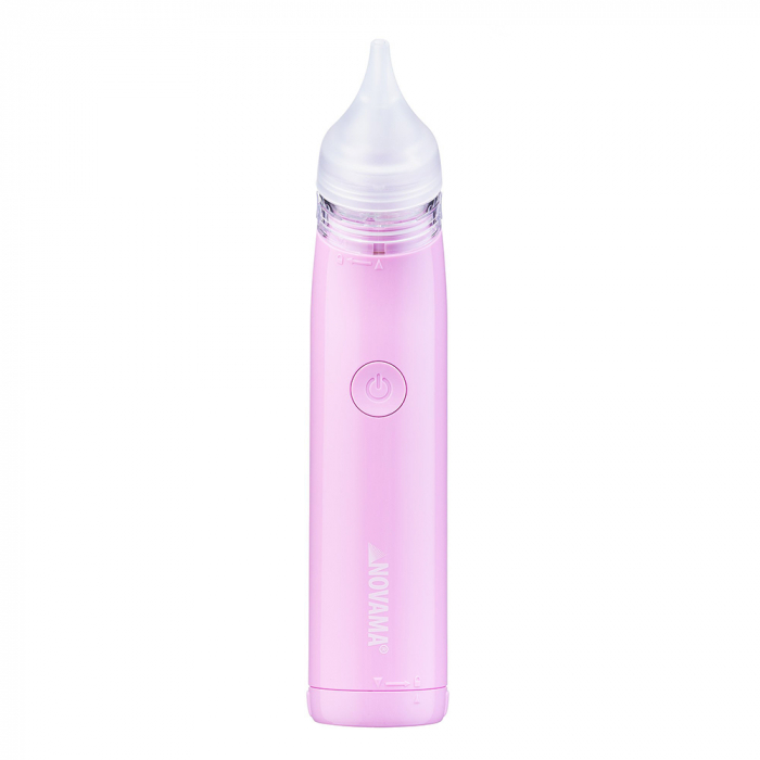 Aspirator nazal electric Novama Pingo Spark, pentru copii 0-12 ani, 2 varfuri silicon, iluminare LED, cu baterii, Roz pastel [2]