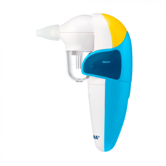 Aspirator nazal electric Novama Pingo, pentru copii 0-12 ani, 2 moduri de aspirare, 2 varfuri silicon, efecte sonore, Alb/Bleu [2]