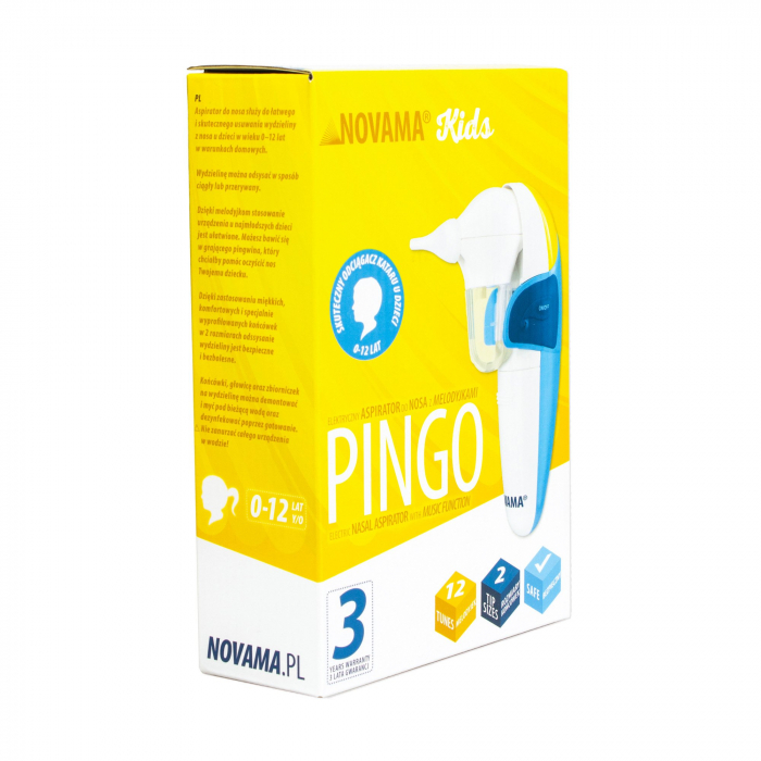 Aspirator nazal electric Novama Pingo, pentru copii 0-12 ani, 2 moduri de aspirare, 2 varfuri silicon, efecte sonore, Alb/Bleu [4]