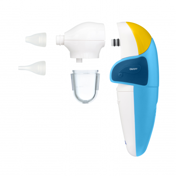 Aspirator nazal electric Novama Pingo, pentru copii 0-12 ani, 2 moduri de aspirare, 2 varfuri silicon, efecte sonore, Alb/Bleu [3]
