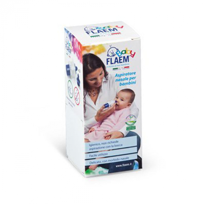 Aspirator nazal manual FLAEM Baby pentru bebelusi si copii, Alb/Albastru [5]