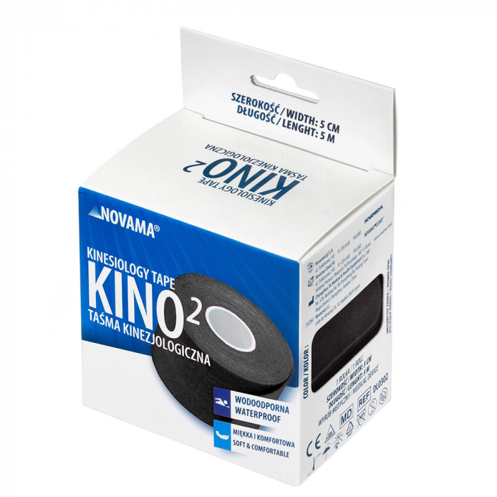 Banda Kinesiologica Novama Kino2, impermeabila, moale si confortabila, fara latex, 5 cm x 5 m, Negru [3]