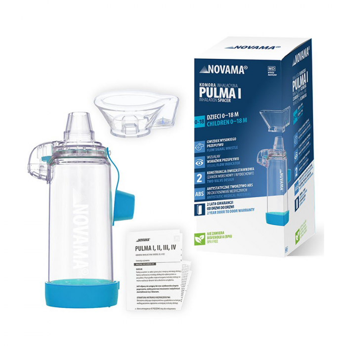 Camera de inhalare Novama Pulma I, cu masca pentru copii 0 – 18 luni, capacitate de 175 ml, fabricata din material antistatic ABS, fara BPA si latex [8]