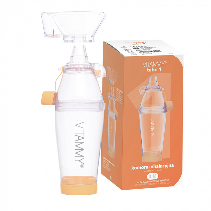 Camera de inhalare Vitammy Tube 1, cu masca pentru copii 0 - 18 luni, capacitate de 198 ml, materiale de calitate si sigure, fara BPA si latex [1]