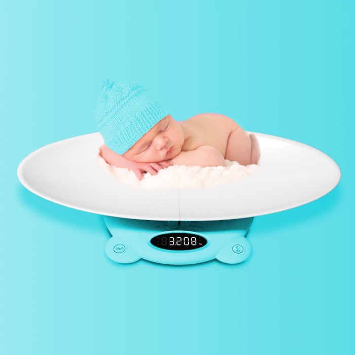 Cantar electronic Vitammy Babycinno, 4 in 1, pentru nou-nascuti, bebelusi, copii si adulti, tava detasabila, ecran LCD, greutate maxima 120 kg, Turcoaz [2]