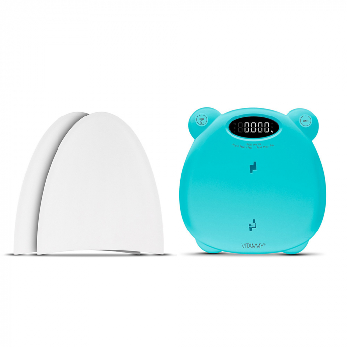 Cantar electronic Vitammy Babycinno, 4 in 1, pentru nou-nascuti, bebelusi, copii si adulti, tava detasabila, ecran LCD, greutate maxima 120 kg, Turcoaz [5]