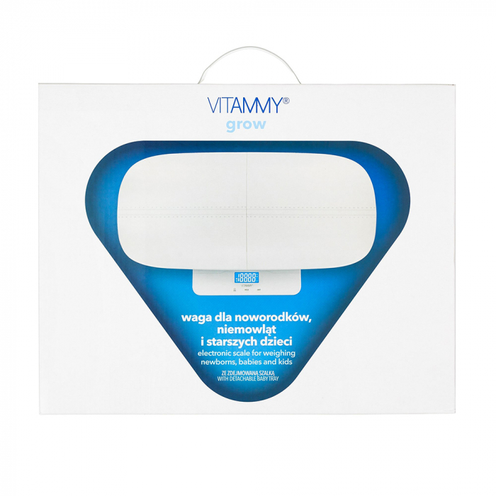 Cantar electronic Vitammy Grow, pentru nou-nascuti, sugari, copii si adulti, tava detasabila, functie HOLD, ecran LCD, greutate maxima 100 kg [6]