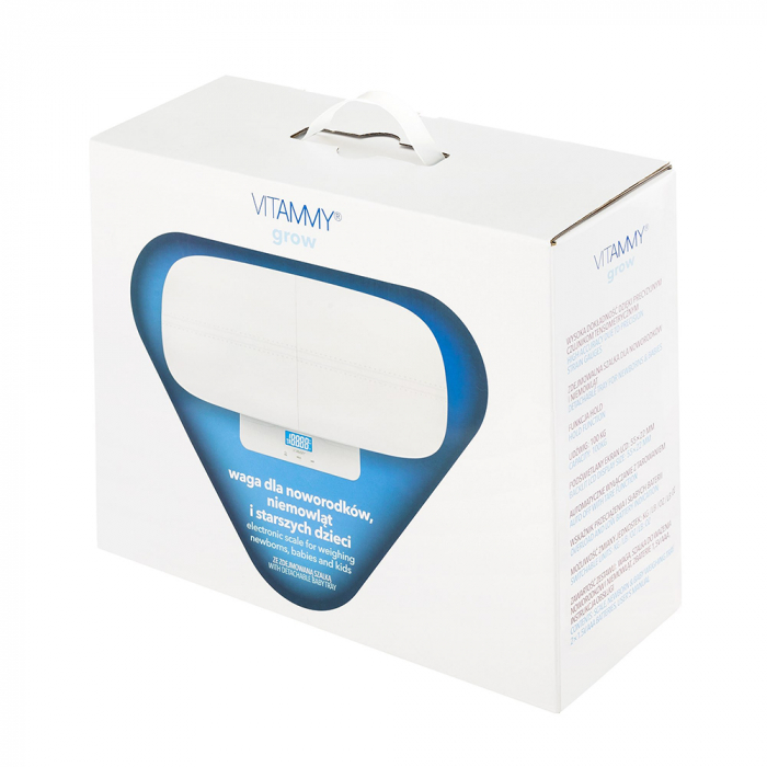 Cantar electronic Vitammy Grow, pentru nou-nascuti, sugari, copii si adulti, tava detasabila, functie HOLD, ecran LCD, greutate maxima 100 kg [5]