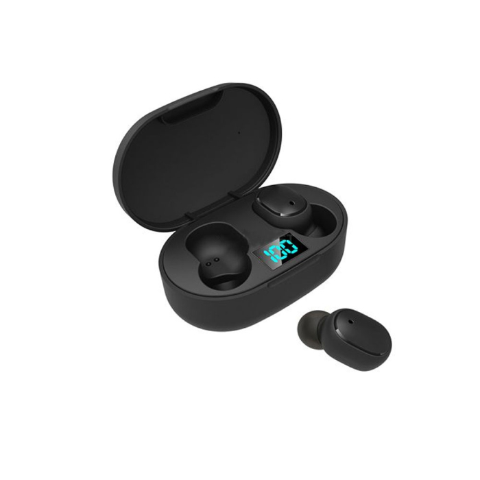 Casti wireless E6S Black, Bluetooth 5.0, pana la 10m, microfon, timp incarcare 1 ora, autonomie 3-4 ore, rezitenta la apa IPX4, Negru [2]