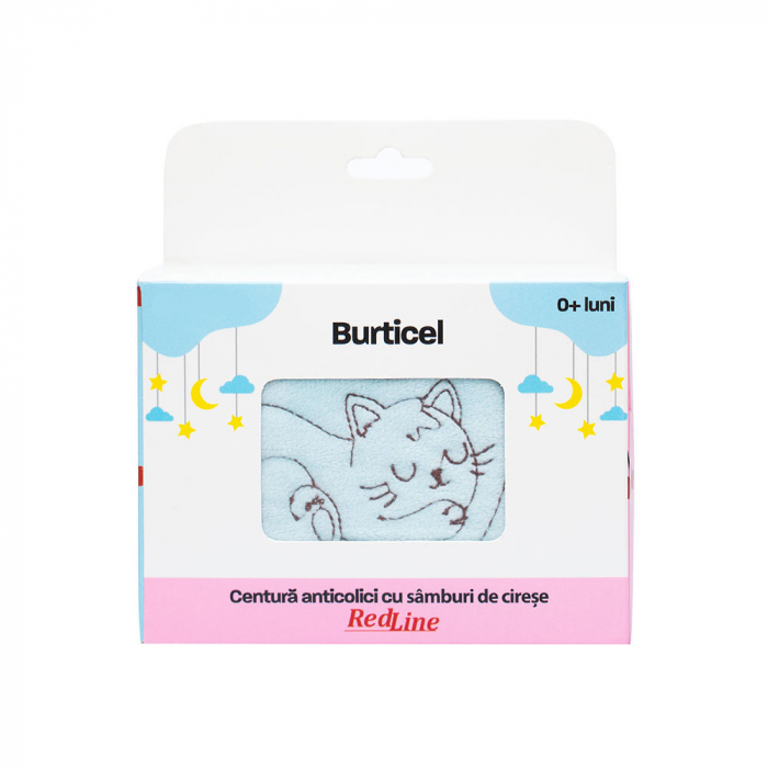 Centura anticolici cu samburi de cirese RedLine Burticel, utilizare versatila cald sau rece, saculet detasabil cu samburi de cirese 100% naturali, Bleu [12]