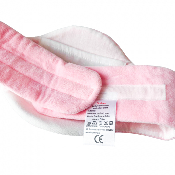 Centura anticolici cu samburi de cirese RedLine Burticel, utilizare versatila cald sau rece, saculet detasabil cu samburi de cirese 100% naturali, Roz [5]