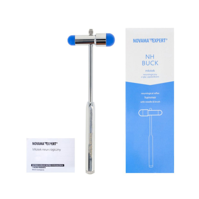 Ciocan neurologic Novama Expert Nh Buck, pentru evaluarea reflexelor nervoase si depistarea tulburarilor neurologice, cap dublu, ac detasabil, pensula inclusa, foarte rezistent si usor de curatat [6]