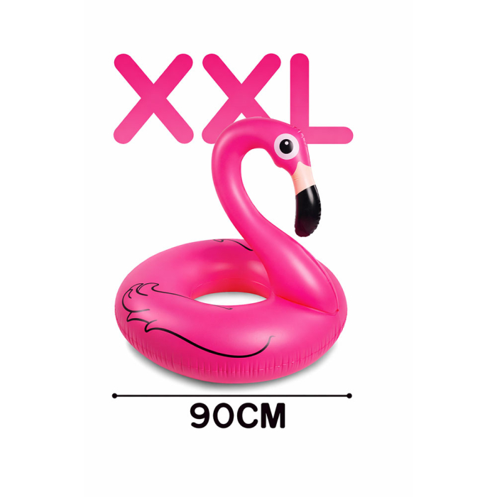 Colac gonflabil flamingo, colac piscina roz, plutitor apa adulti si copii, model flamingo, material pvc, 90 cm [2]