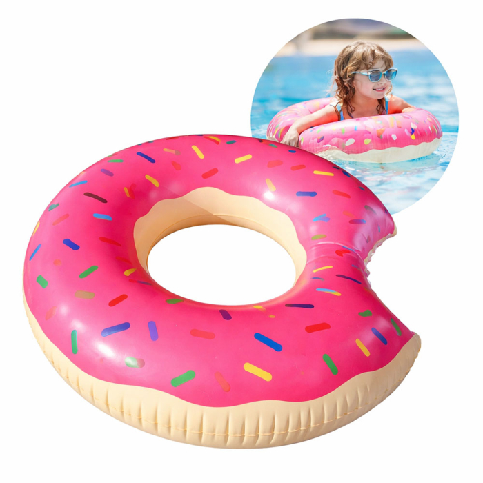 Colac gonflabil tip gogoasa, colac piscina decor dulce, plutitor apa adulti si copii, model colorat cu glazura si bombonele, 29 cm diametru interior [2]