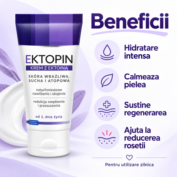 Crema Solinea Ektopin, cu ectoina, pentru piele sensibila, uscata si atopica, hidratare si calmare, 50 ml [4]