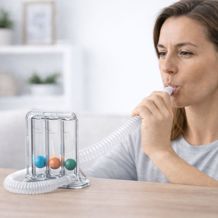 Dispozitiv de reabilitare respiratorie, spirometru RedLine PulmoTrainer, pentru exercitii de respiratie si antrenare pulmonara, trei camere, Alb [4]