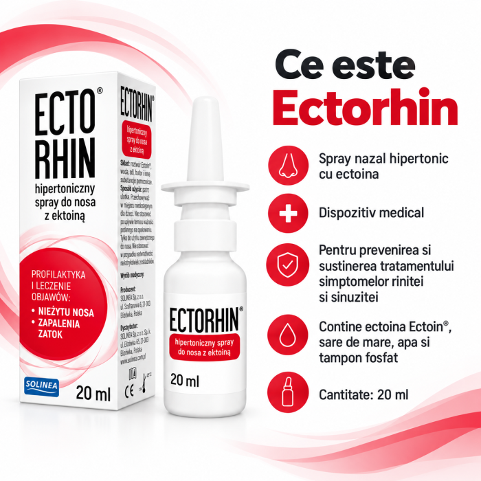 Spray nazal hipertonic Solinea Ectorhin, cu ectoina, pentru rinita si sinuzita, 20 ml [2]