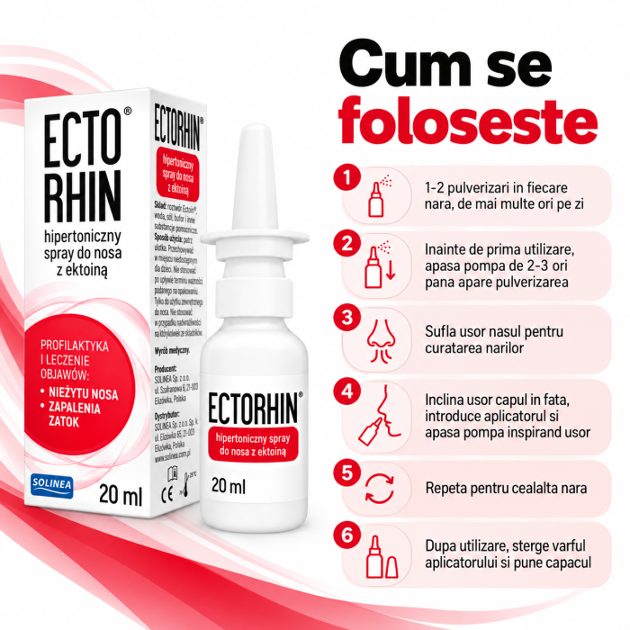 Spray nazal hipertonic Solinea Ectorhin, cu ectoina, pentru rinita si sinuzita, 20 ml [3]