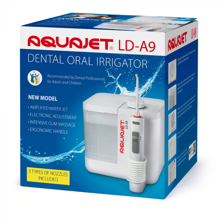 Irigator bucal Little Doctor Aquajet LD-A9, profesional, 400–1800 impulsuri/minut, 4 duze incluse, maner ergonomic Soft-Touch [9]